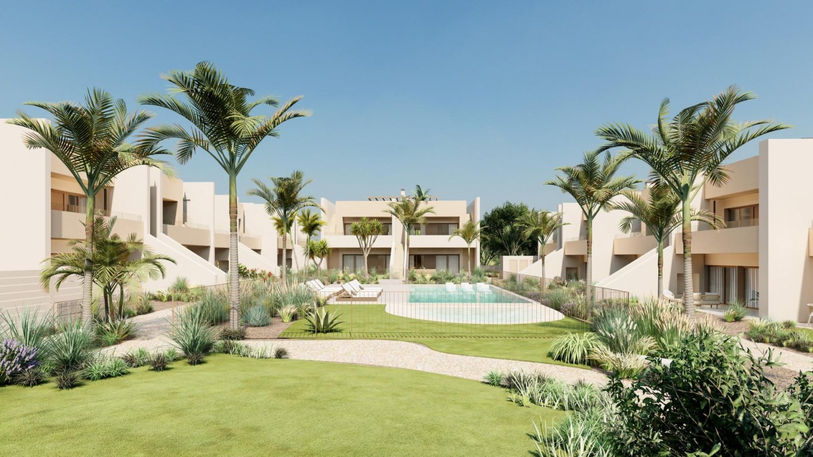 NEU GEBAUTE BUNGALOWS IN RODA GOLF
Die neue Wohnanlage befindet sich auf einem nach Süden ausgerichteten Grundstück im renommierten Roda
