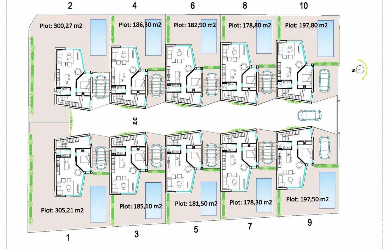 Deze exclusieve villas beschikken over 3 slaapkamers en 3 badkamers, én buitenzwembad, een carport en een fraai aangelegde tuin. Gelegen in het zonni