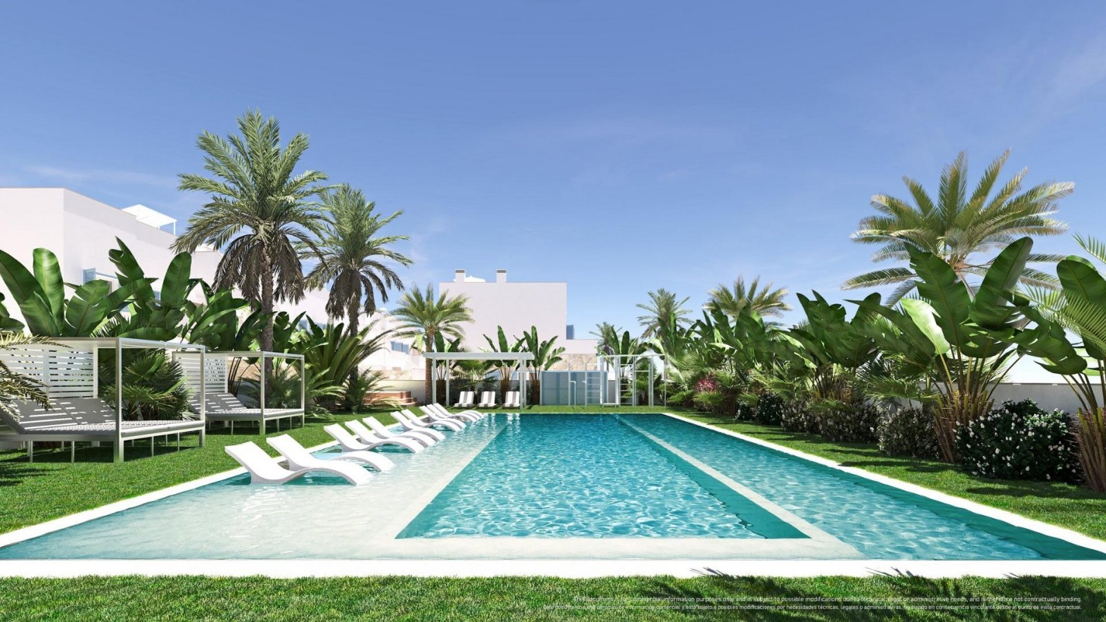 NEU GEBAUTE VILLA IN TORRE DE LA HORADADA
Neubau-Villa in einer Wohnanlage mit Gemeinschaftspool in Torre de la Horadada, 800 m vom Stra