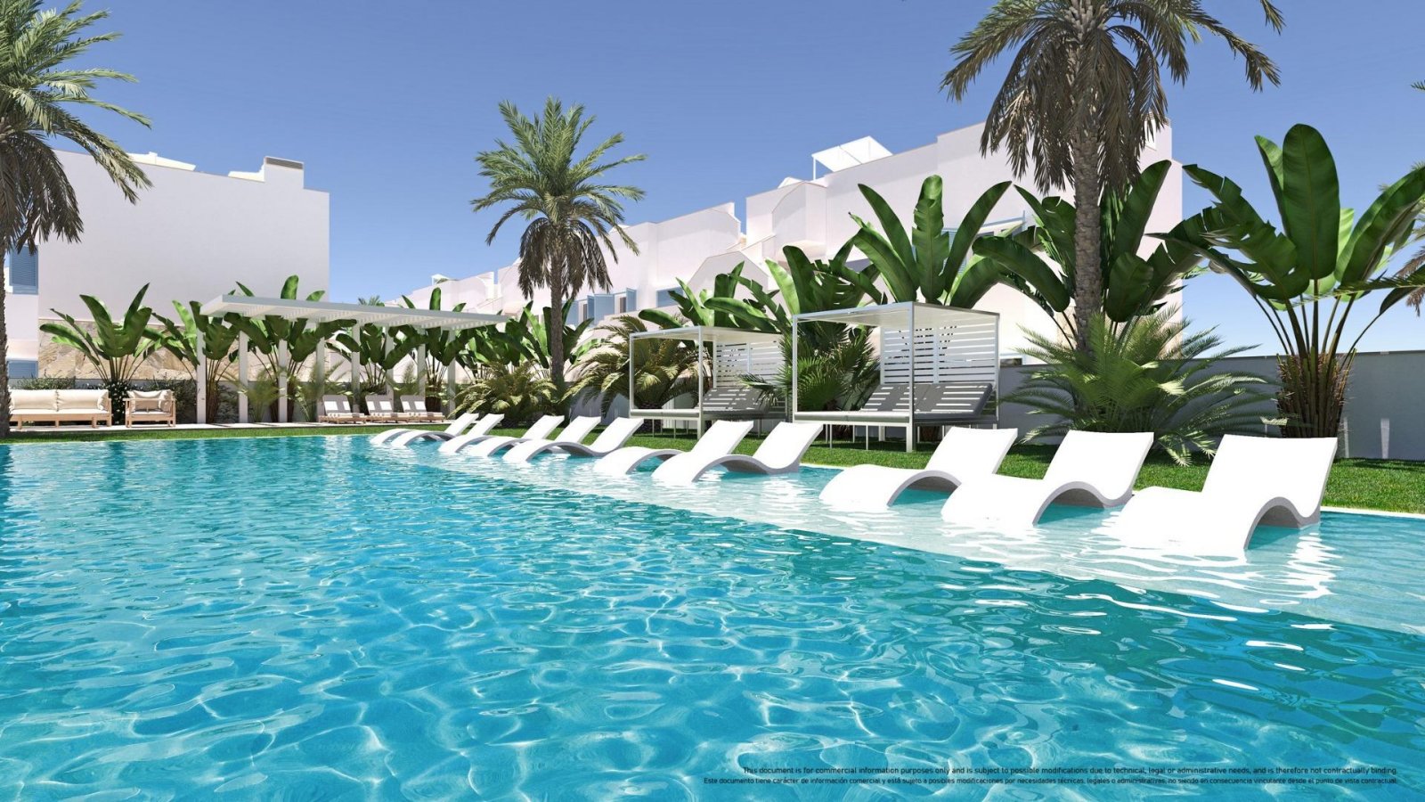 NEU GEBAUTE VILLA IN TORRE DE LA HORADADA
Neubau-Villa in einer Wohnanlage mit Gemeinschaftspool in Torre de la Horadada, 800 m vom Stra