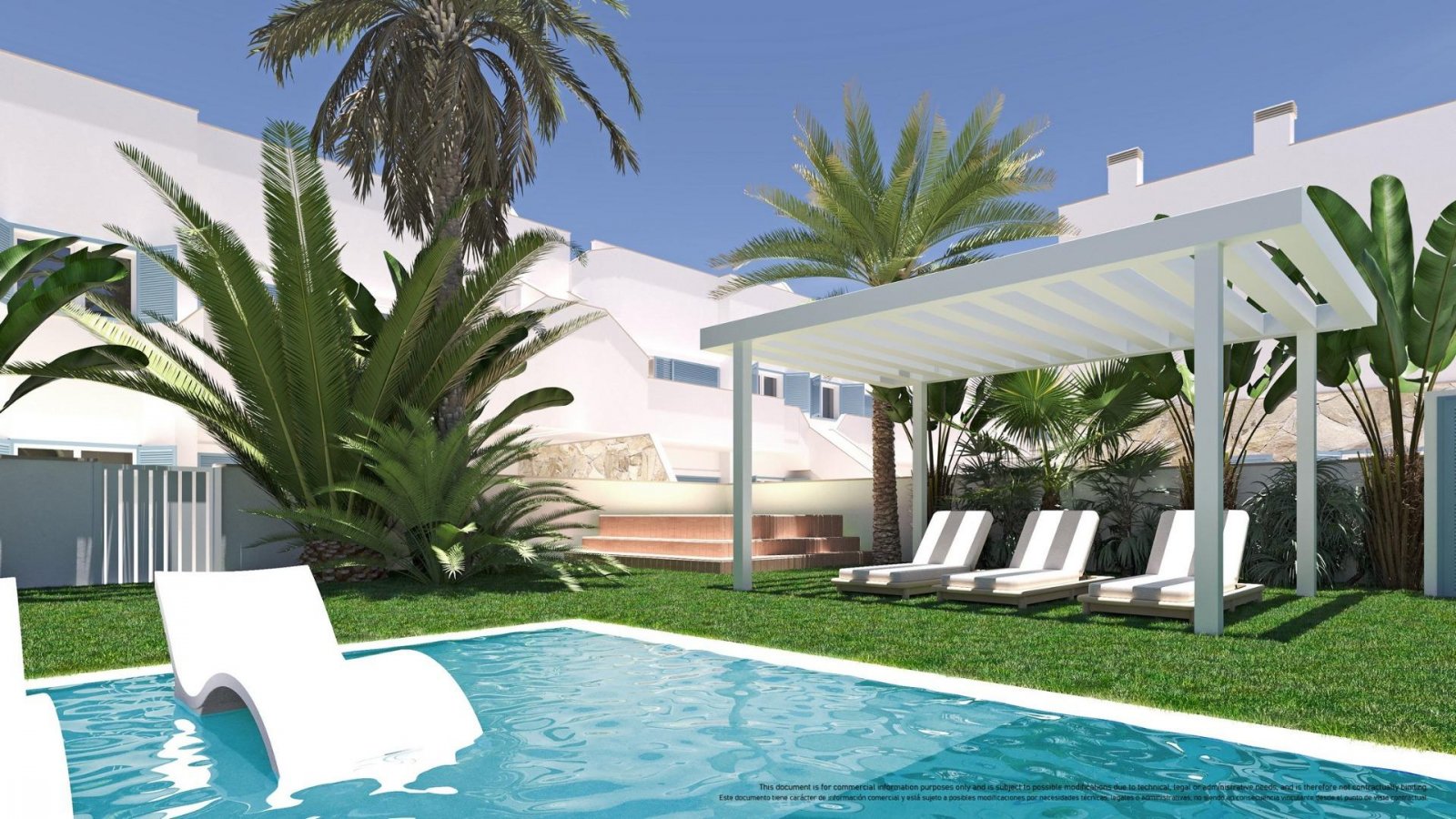 NEU GEBAUTE VILLA IN TORRE DE LA HORADADA
Neubau-Villa in einer Wohnanlage mit Gemeinschaftspool in Torre de la Horadada, 800 m vom Stra