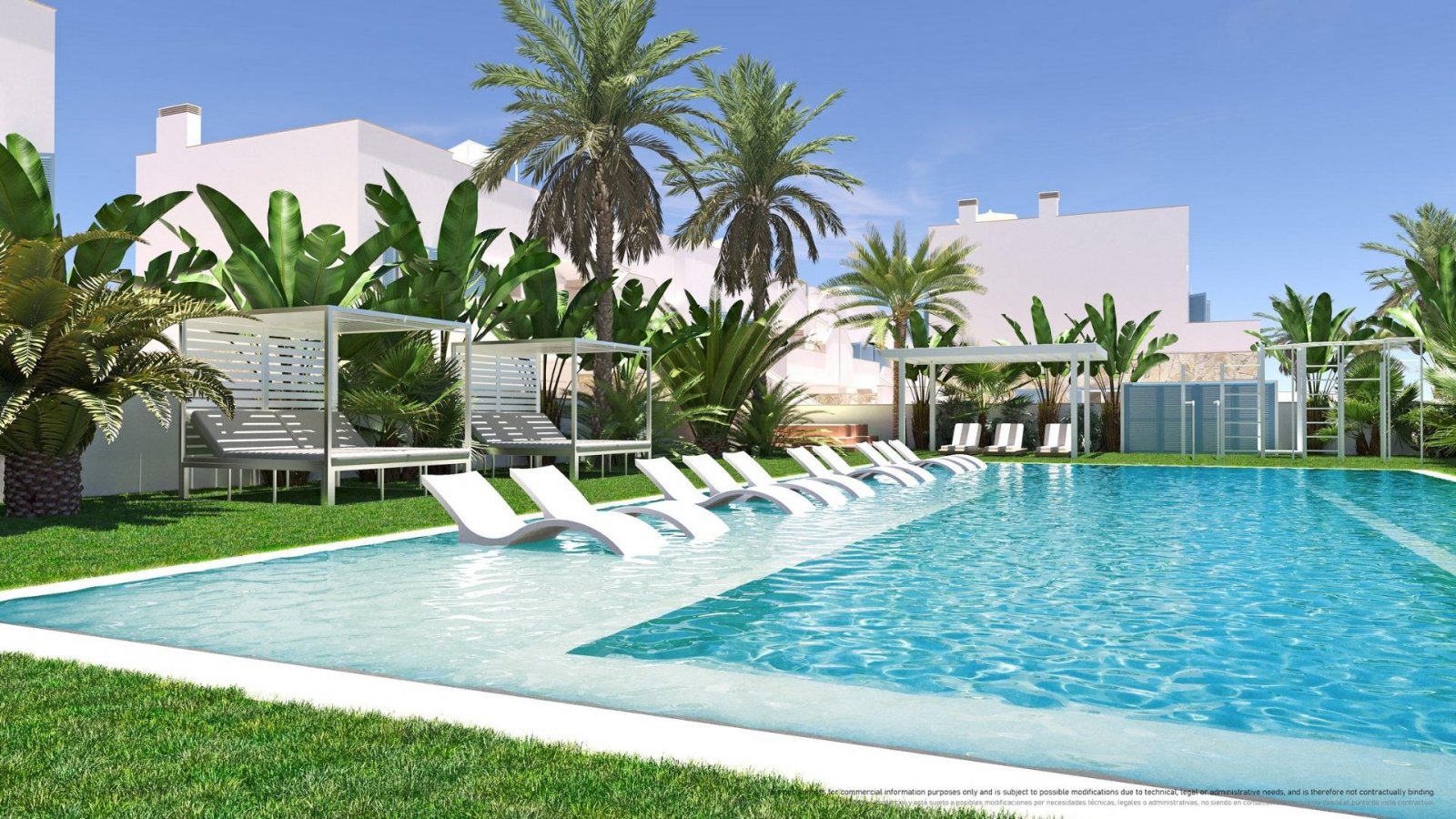 NEU GEBAUTE VILLA IN TORRE DE LA HORADADA
Neubau-Villa in einer Wohnanlage mit Gemeinschaftspool in Torre de la Horadada, 800 m vom Stra