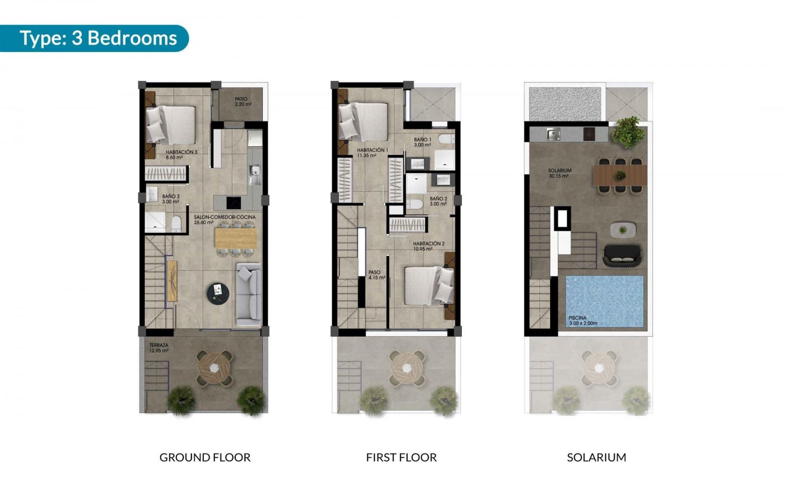 Moderne Stadthäuser in Dolores mit Gemeinschaftspool - - Nutzen Sie das Sonderangebot bis zum 31. August, das ein Möbelpaket, eine voll a