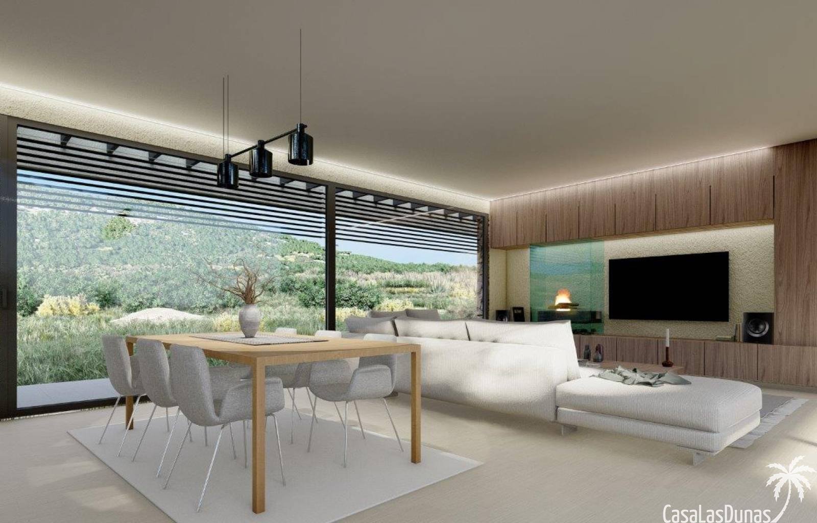 Diese Luxusvilla wurde entworfen, um sich in die Gemeinschaft und die erstaunlichen bepflanzten Bereiche, die die Villa umgeben, einzufügen. In diese