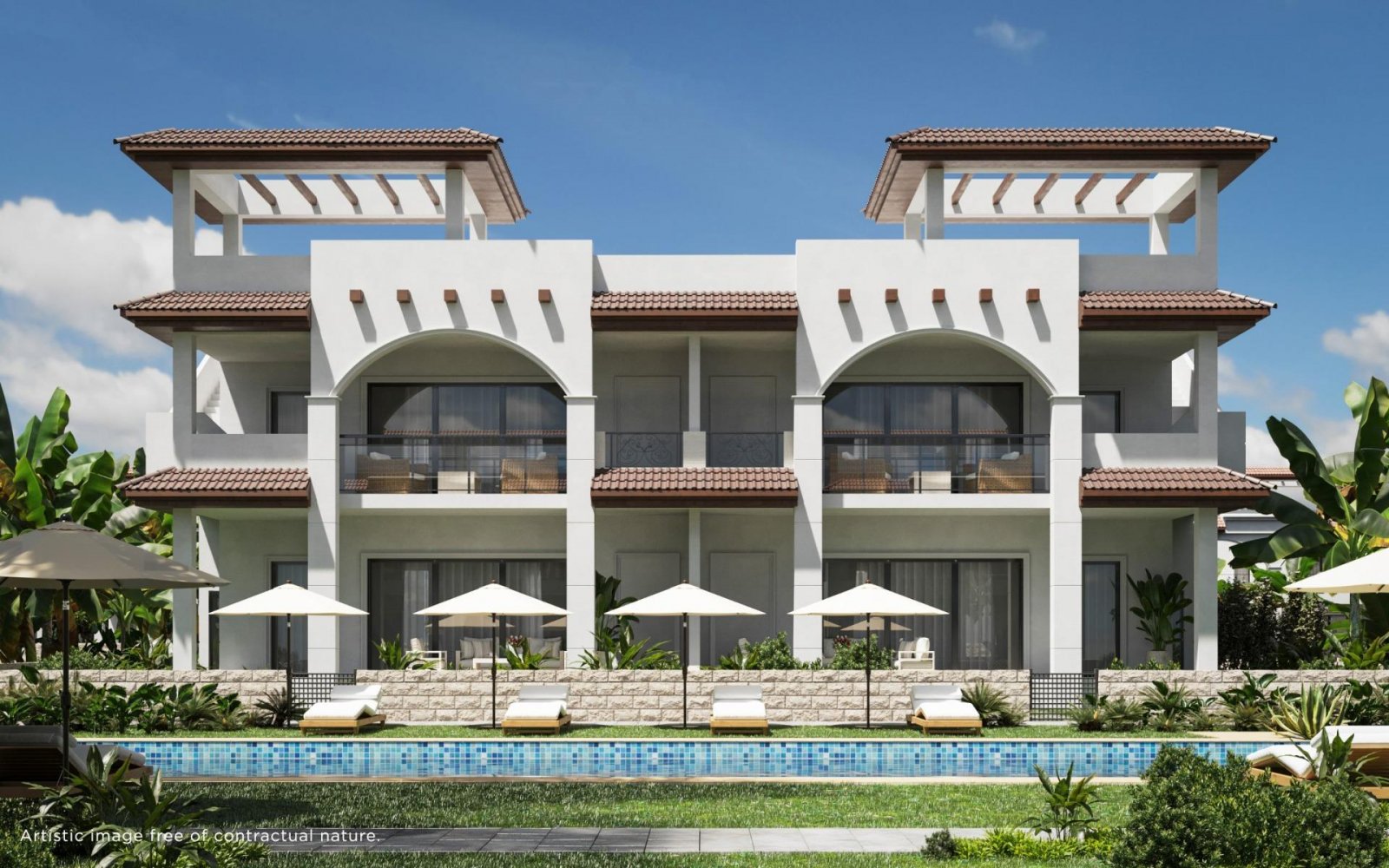 NEU GEBAUTER WOHNKOMPLEX IN ROJALES - mit Gemeinschaftspool und Grünanlagen.
Neubau-Wohnanlage mit Bungalow-Wohnungen, Reihenhäusern und