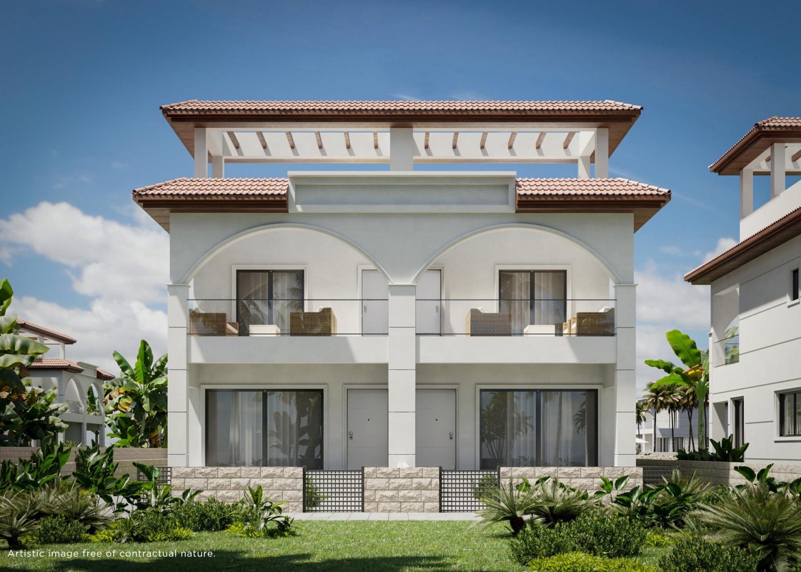 NEU GEBAUTER WOHNKOMPLEX IN ROJALES - mit Gemeinschaftspool und Grünanlagen.
Neubau-Wohnanlage mit Bungalow-Wohnungen, Reihenhäusern und