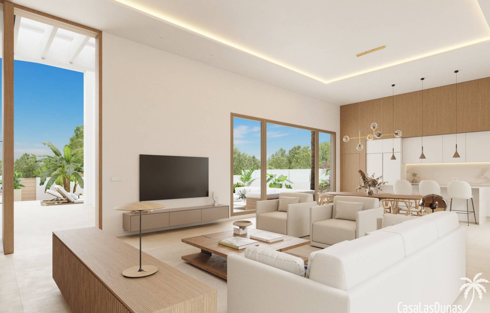Diese beeindruckende Villa auf einem 1600 m2 großen Grundstück mit vier Schlafzimmern mit eigenem Bad auf einer Etage strahlt Luxus und Platz aus. Mi