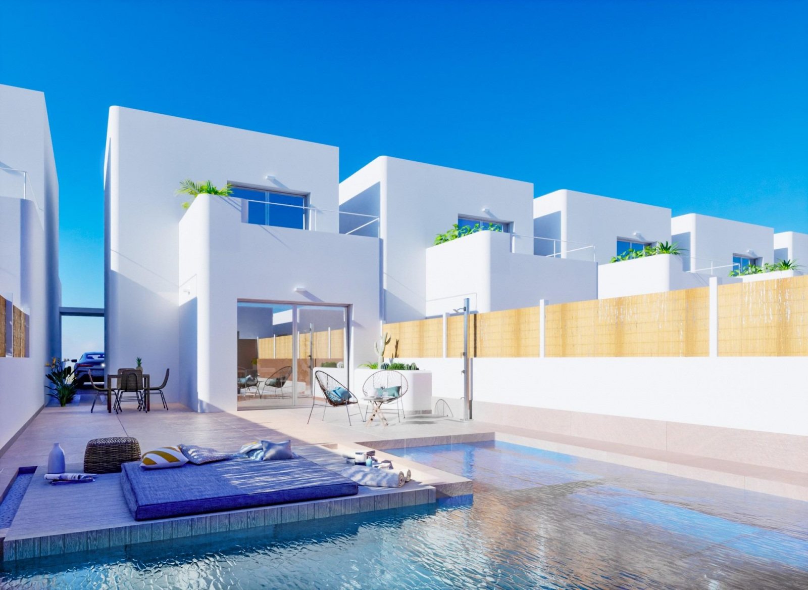 IBICENCAN STYLE NEU GEBAUT VILLEN IN SERENA GOLF LOS ALCAZARES - nur 1km vom Strand entfernt!
Diese Villen im Ibiza-Stil sind über 2 Eta