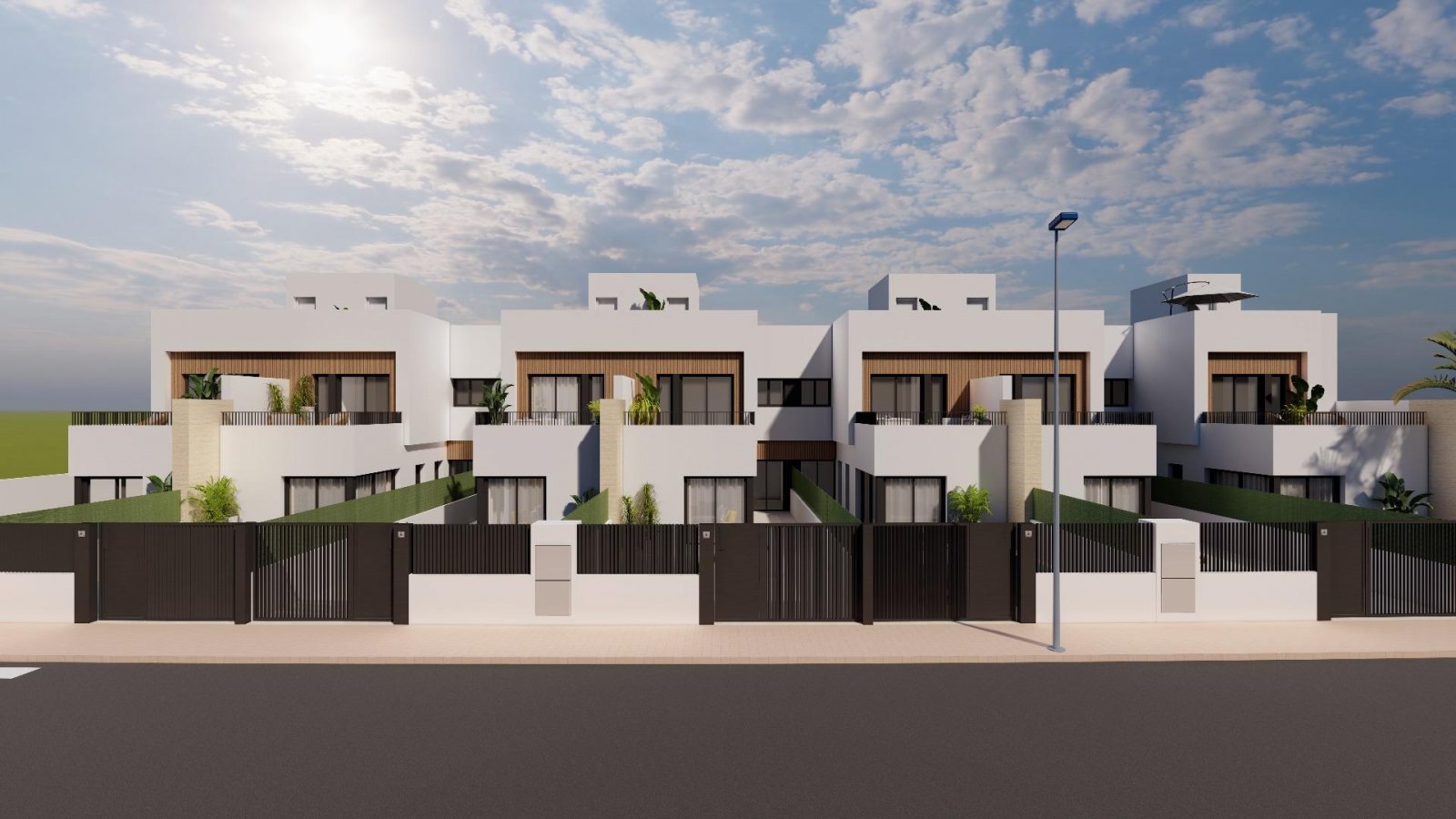 Moderne Reihenhäuser mit privatem Pool in Meeresnähe in Santiago de la Ribera
Das Projekt befindet sich in der Gegend von San Blas in Sa