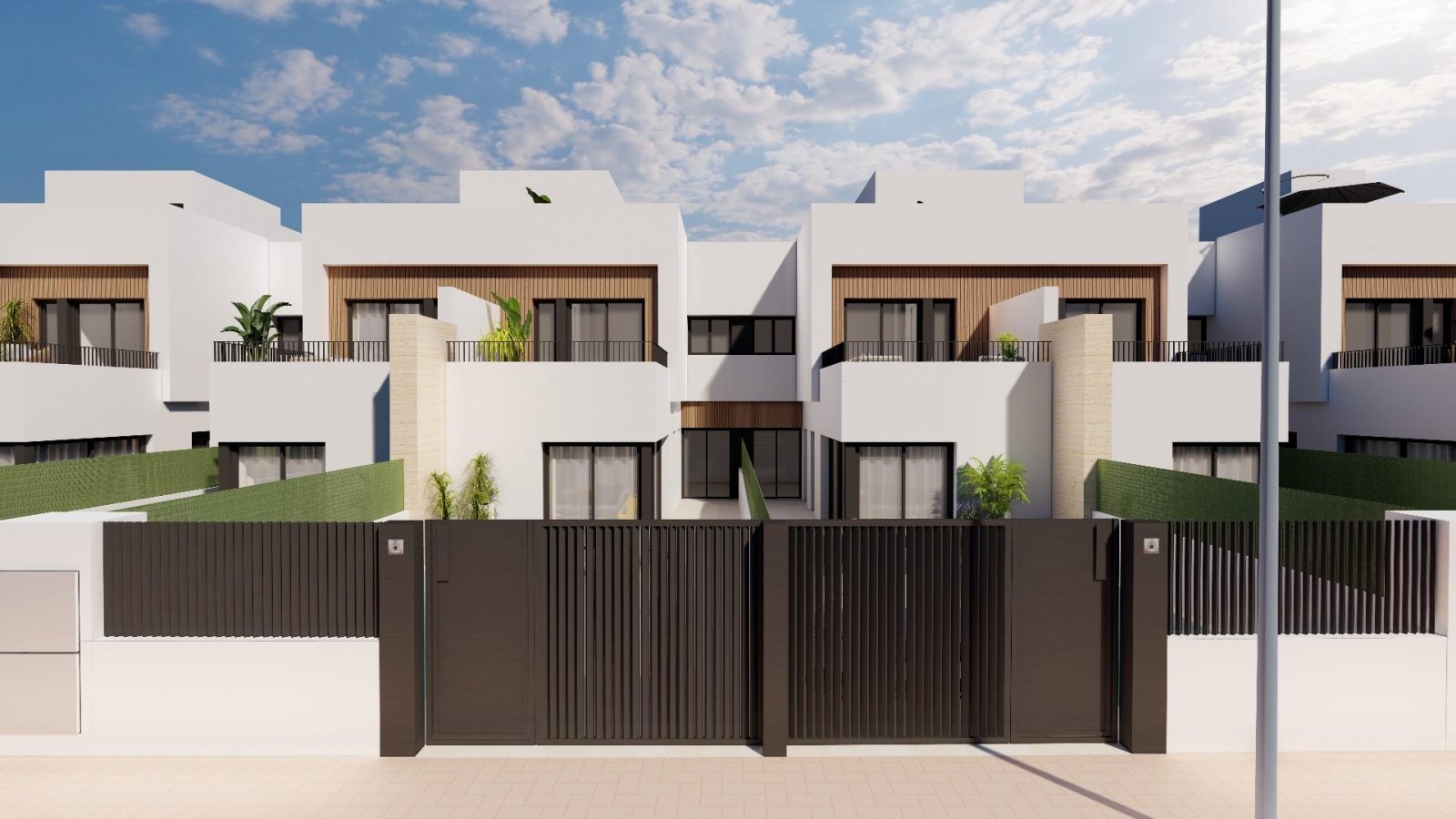 Moderne Reihenhäuser mit privatem Pool in Meeresnähe in Santiago de la Ribera
Das Projekt befindet sich in der Gegend von San Blas in Sa