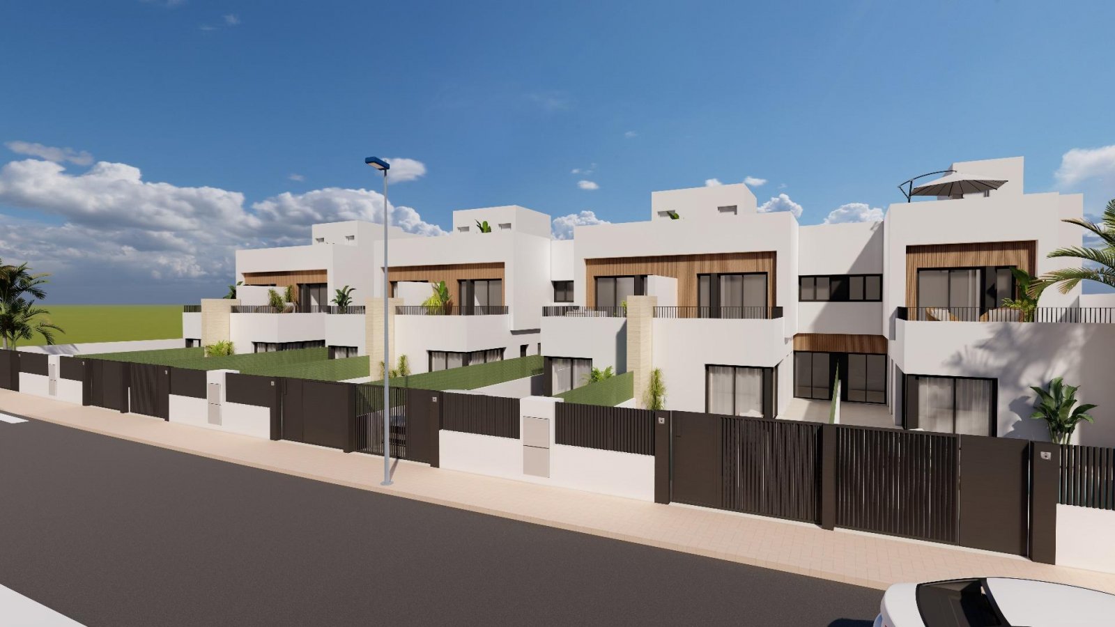 Moderne Reihenhäuser mit privatem Pool in Meeresnähe in Santiago de la Ribera
Das Projekt befindet sich in der Gegend von San Blas in Sa