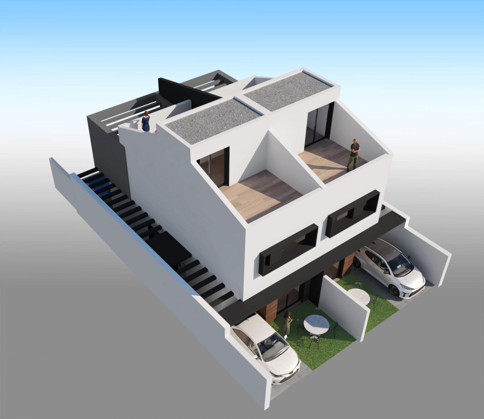 Moderne Doppelhaushälften mit privatem Pool in Meeresnähe in Santiago de la Ribera
Exklusive Neubauten nur 1 km vom Strand entfernt
Entd