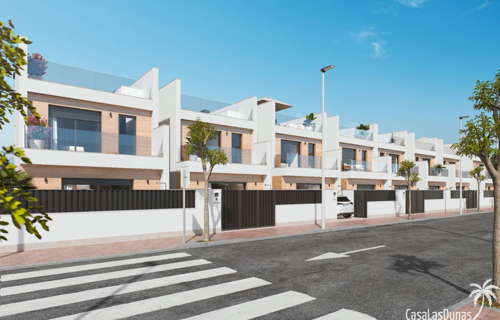 Diese wunderschönen freistehenden Villen und Stadthäuser werden an der Costa Calida in San Pedro del Pinatar gebaut. Die Häuser verfügen alle über 3