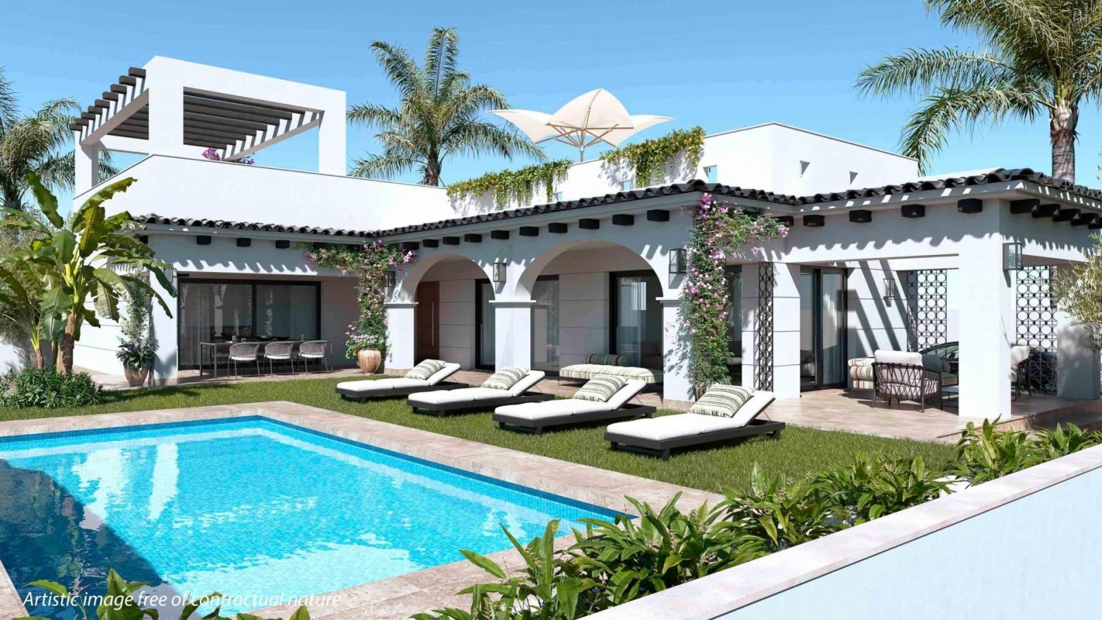 Moderne mediterrane Villa in Ciudad Quesada, Costa Blanca
Zeitgenössisches Design und mediterraner Charme
Entdecken Sie diese atemberaub