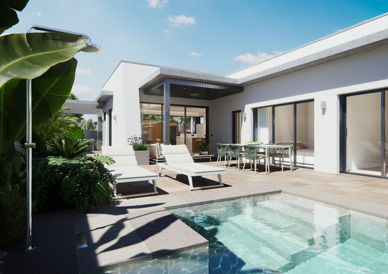 NEU GEBAUTE VILLA AUF EINEM BODEN
 Drei exklusive Villen in einem Wohngebiet in San Javier mit 600 m2 Grundstück und 217 m2 bebauter Flä