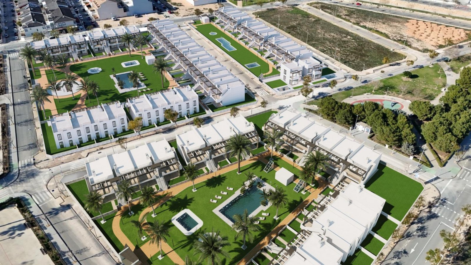 Neubau-Bungalows in Pilar de la Horadada - *SPEZIALPROMOTION - Klimaanlage, Haushaltsgeräte und Innenbeleuchtung INKLUSIVE!*
Moderne Woh