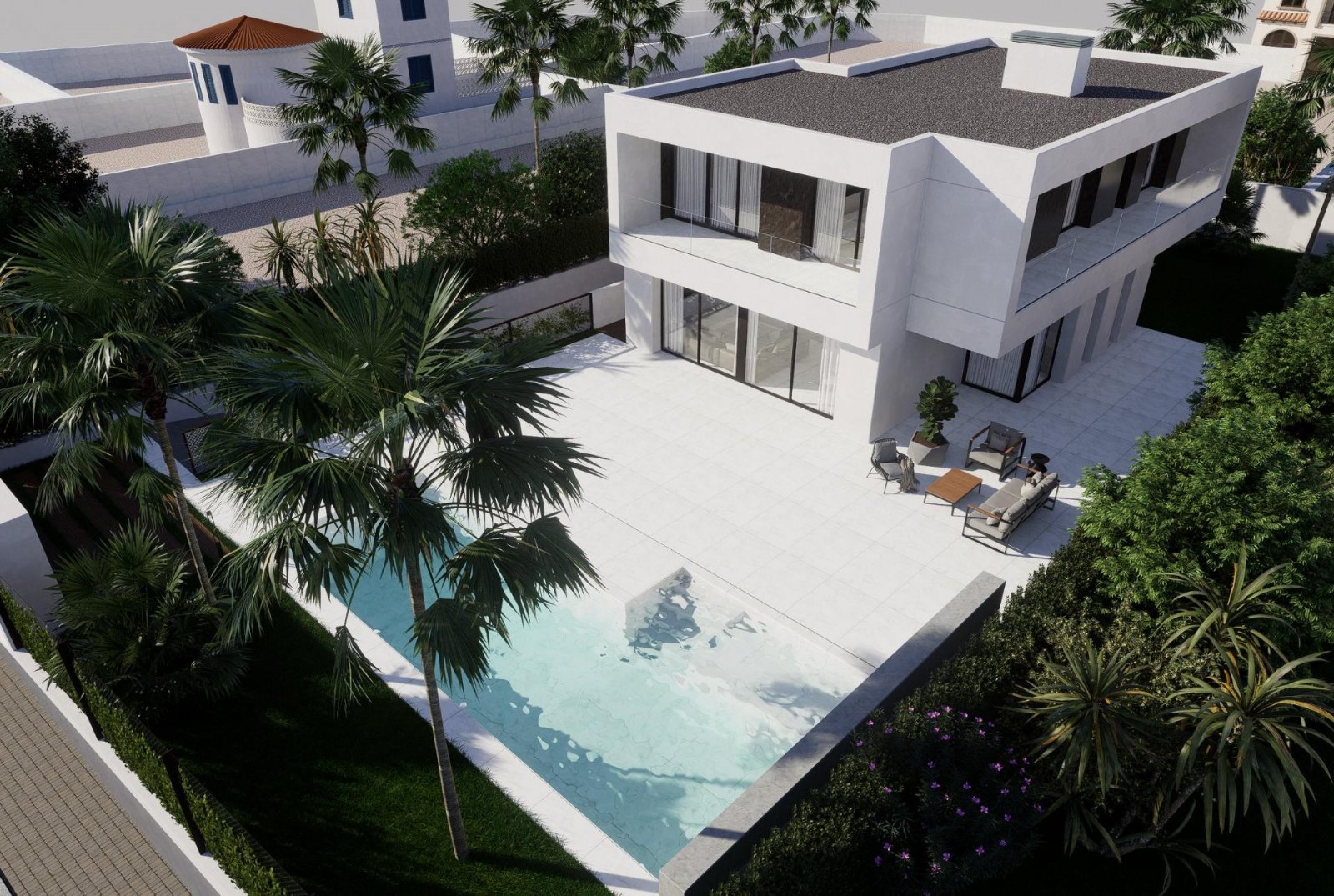 Neubau-Luxusvilla in La Zenia, Orihuela Costa, zu verkaufen
Exklusives Leben in Strandnähe an der Costa Blanca
Nur 600 m von den Sandstr