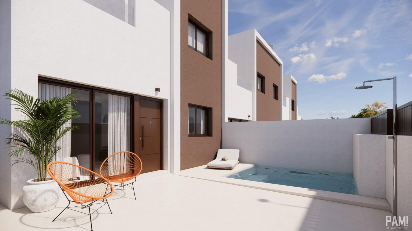 Pilar De La Horadada: 
												Moderne Neubau-Reihenhäuser mit optionalem Privatpool in Pilar de la Horadada.

Diese exklusive Wohnanlage mit nur vier modernen Häusern  