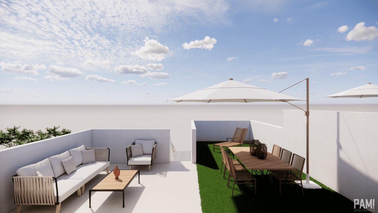 Moderne Neubau-Reihenhäuser mit optionalem Privatpool in Pilar de la Horadada.
Diese exklusive Wohnanlage mit nur vier modernen Häusern