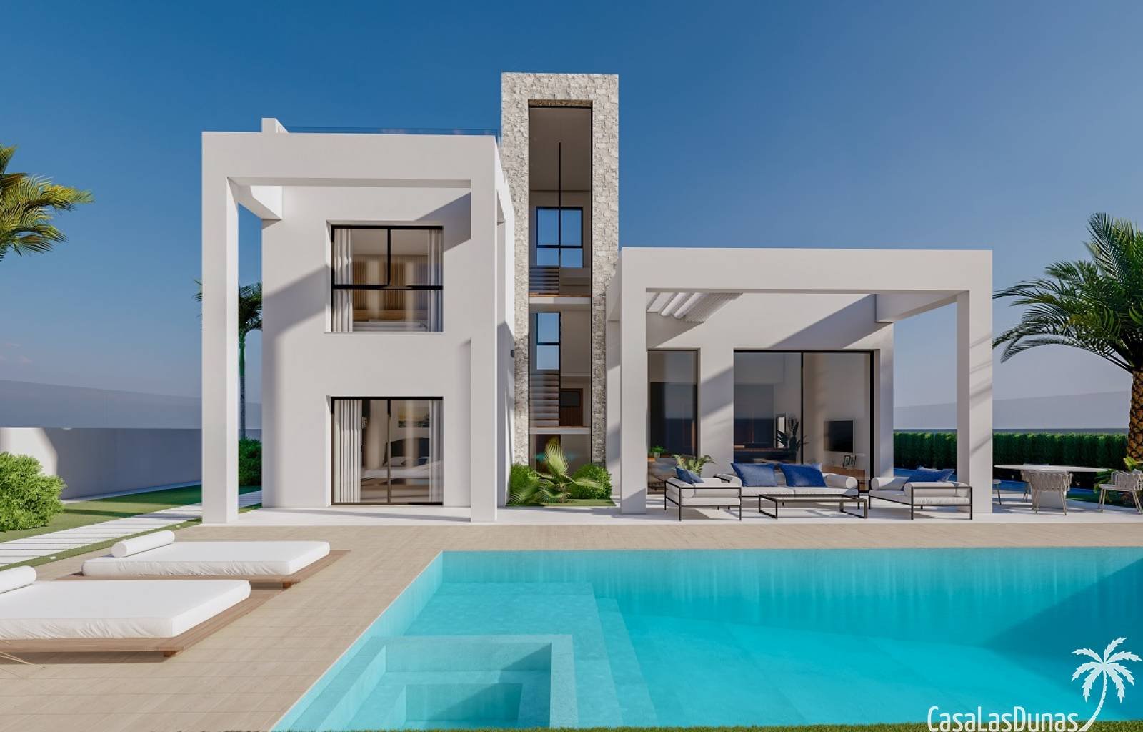 Dieses prächtige Neubauprojekt besteht aus 28 modernen und geräumigen Villen mit privaten Swimmingpools. Die Häuser bestehen aus 3 Schlafzimmern, 3 B