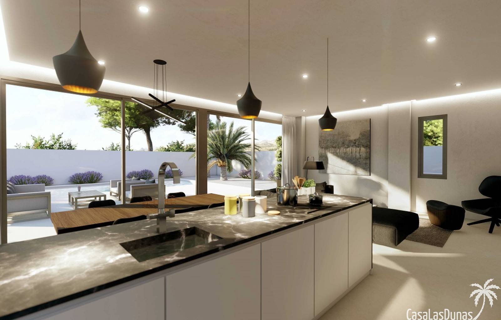 Wunderschönes Neubauprojekt bestehend aus 4 modernen Villen, nur wenige Meter vom Strand Muchavista in San Juan entfernt. Die Häuser bestehen aus 3 S