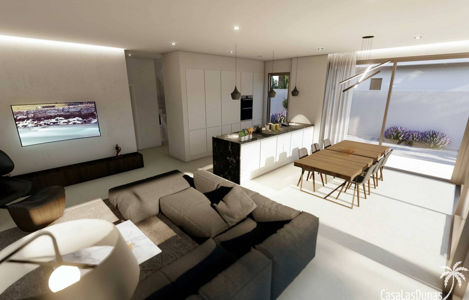 Wunderschönes Neubauprojekt bestehend aus 4 modernen Villen, nur wenige Meter vom Strand Muchavista in San Juan entfernt. Die Häuser bestehen aus 3 S