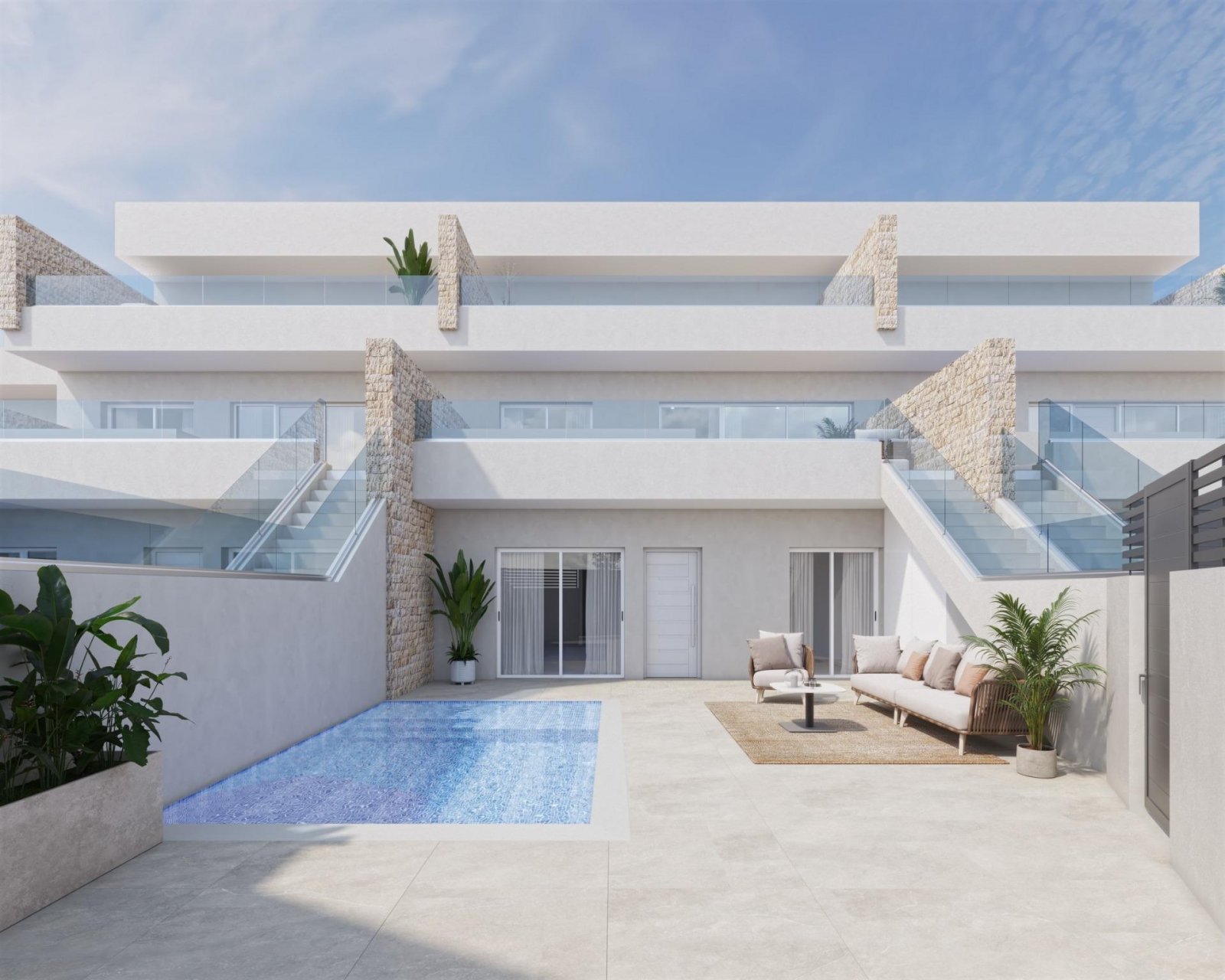 Pilar De La Horadada: 
												Neubauwohnungen in Pilar de la Horadada mit privatem Pool

Moderne Häuser in Strandnähe
Entdecken Sie diese exklusive Neubausiedlung in P 