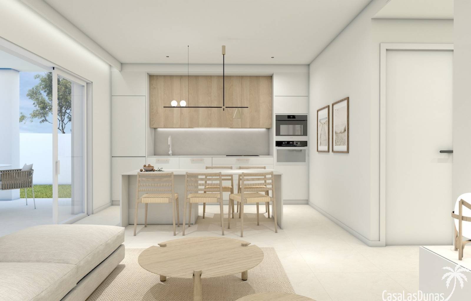 Im Erdgeschoss befinden sich 2 weitere Wohnungen mit Terrasse, großem Garten und privatem Pool. Diese Apartments verfügen außerdem über 3 Schlafzimme