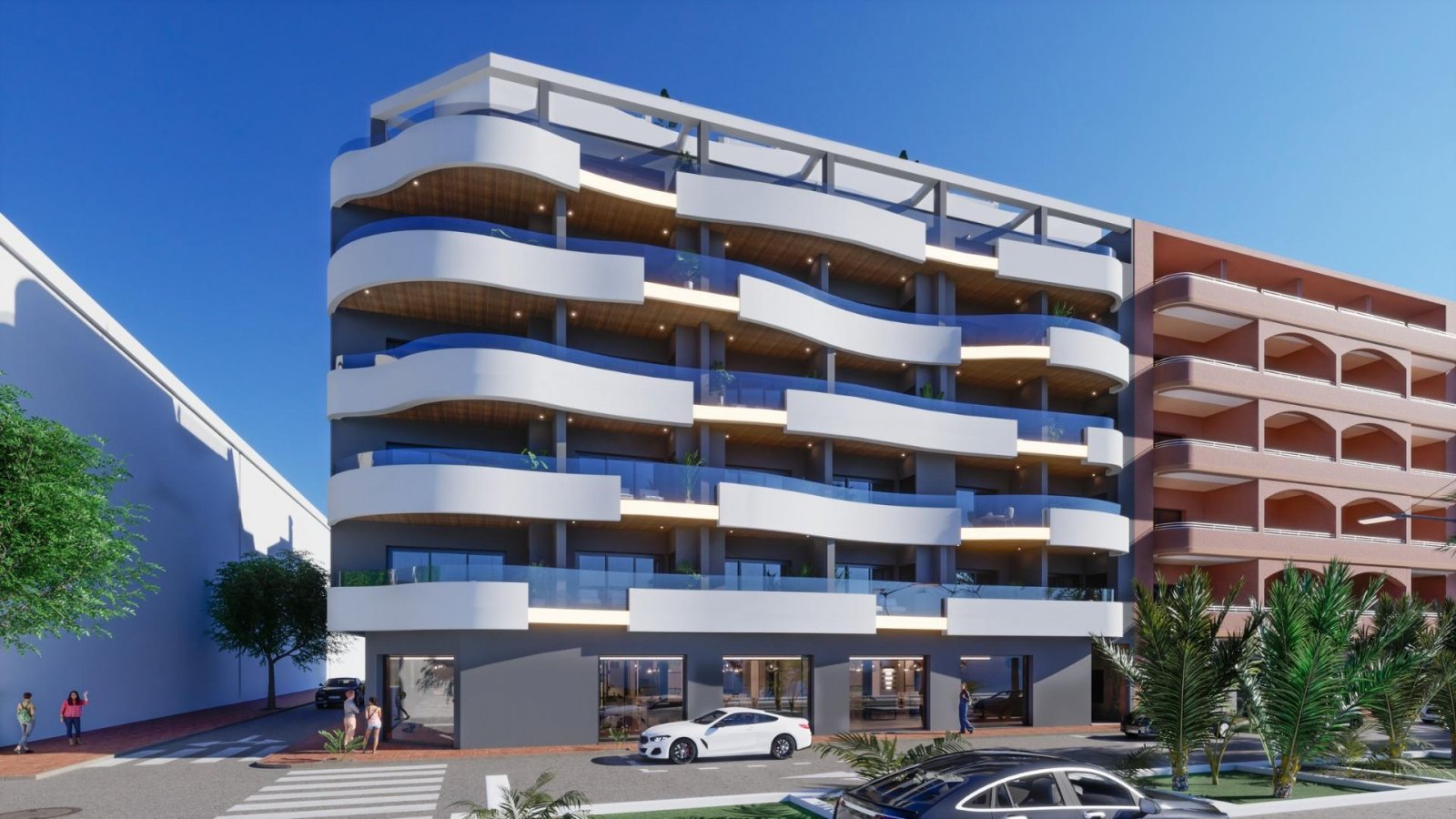 NEU GEBAUTE PENTHÄUSER IN TORREVIEJA Die fünfstöckige Neubausiedlung mit avantgardistischem Design in Torrevieja mit 34 exklusiven Immobi