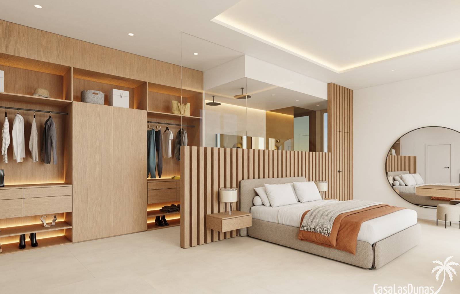 Diese beeindruckende Villa auf einem 1600 m2 großen Grundstück mit vier Schlafzimmern mit eigenem Bad auf einer Etage strahlt Luxus und Platz aus. Mi