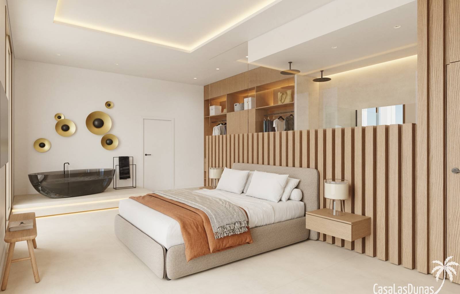 Diese beeindruckende Villa auf einem 1600 m2 großen Grundstück mit vier Schlafzimmern mit eigenem Bad auf einer Etage strahlt Luxus und Platz aus. Mi