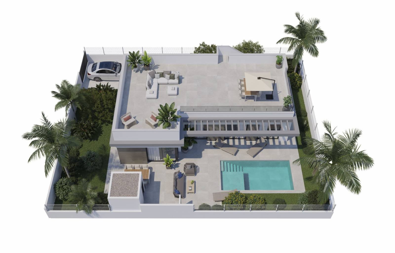 Wunderschöne moderne Villen in Polop an der Costa Blanca Nord. Die Häuser verfügen über 3 Doppelzimmer, zwei davon mit eingebauten Designerschränken,