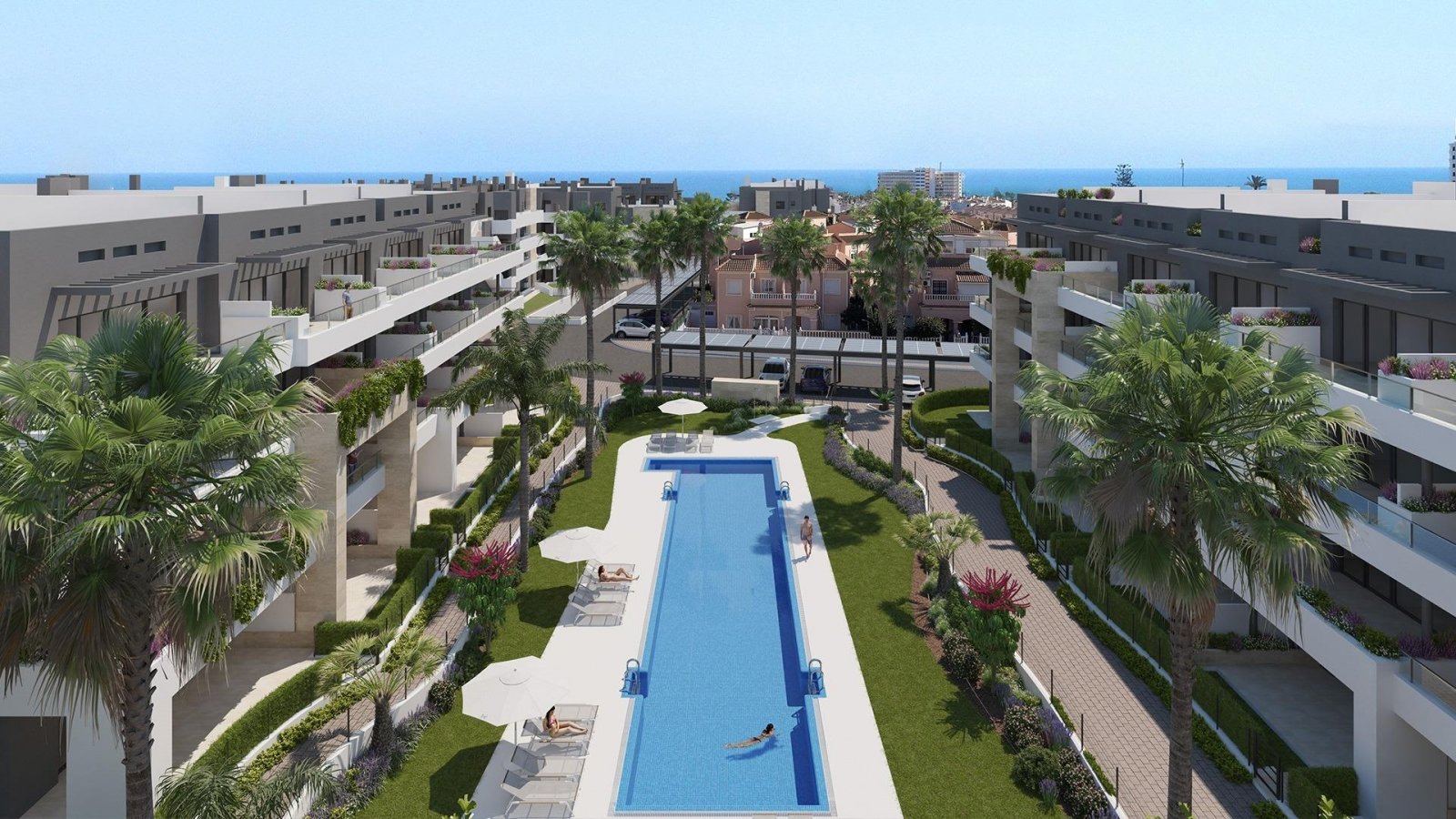 NEU GEBAUTE WOHNANLAGE IN PLAYA FLAMENCA Neubauwohnungen in Playa Flamenca, 350 m vom Einkaufszentrum Zenia Boulevard und 600 m vom Stran