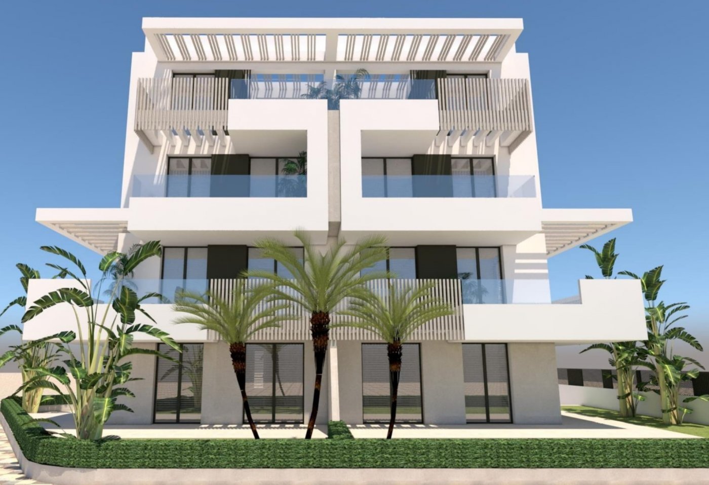 Torre Pacheco: 
												NEU GEBAUTE WOHNUNGEN IN PRIVATER GARTENANLAGE IN DER PROVINZ MURCIA
 
 New Build Wohnanlage von 6 Blöcken, insgesamt 42 Wohnungen.
 
 Sc 