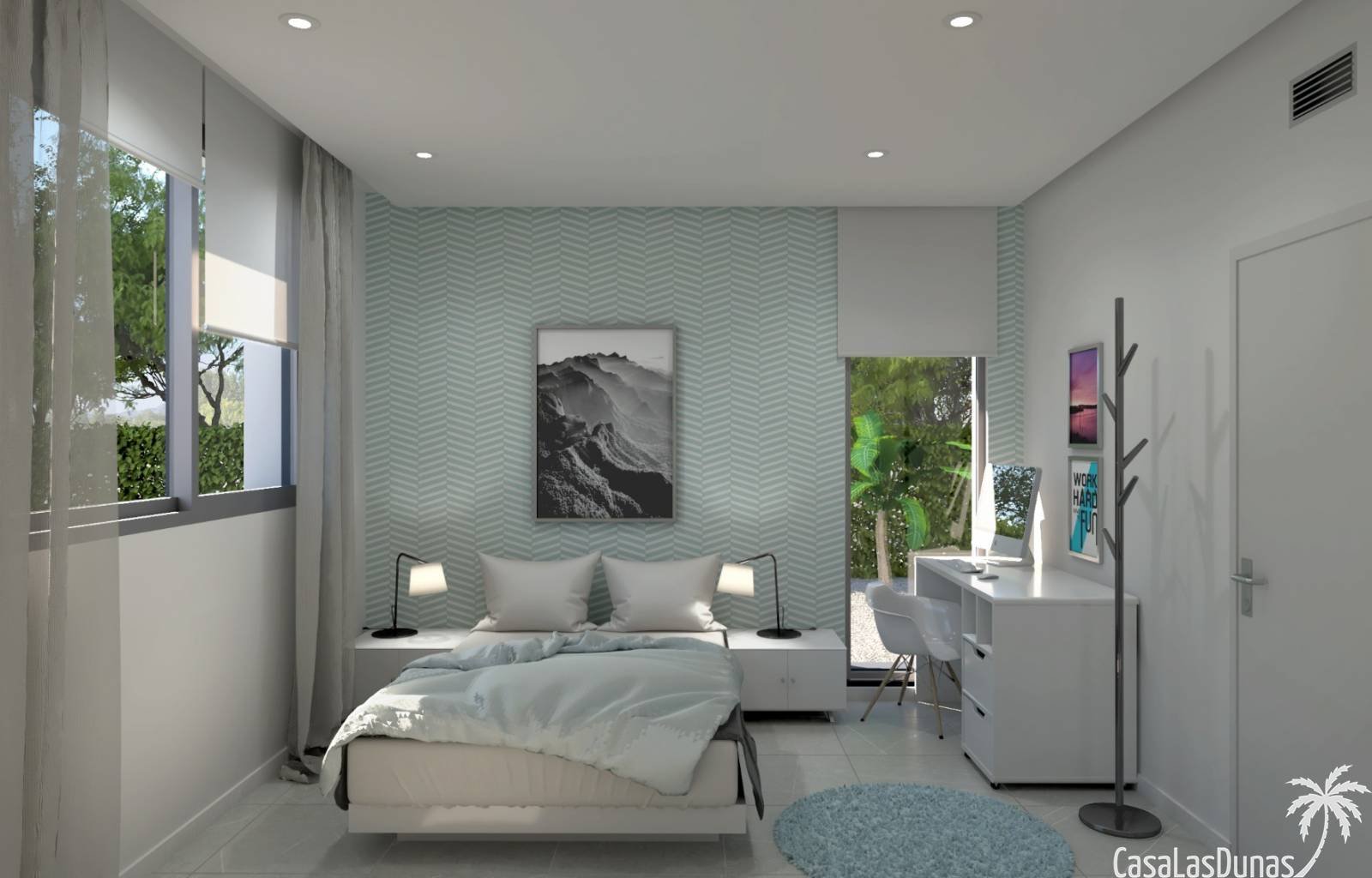  Das architektonische Profil des Daches mit einfachen, aber ausdrucksstarken Linien beherbergt die Sonnenkollektoren, die das Haus mit Energie versorg