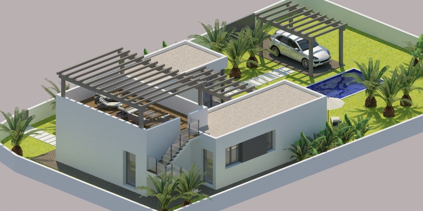 NEUBAU, WUNDERSCHÖNE VILLA IN BENIJOFAR mit Garten und privatem Pool. 
 
Diese moderne Villa von 156m2 besteht aus einem geräumigen Wohn-