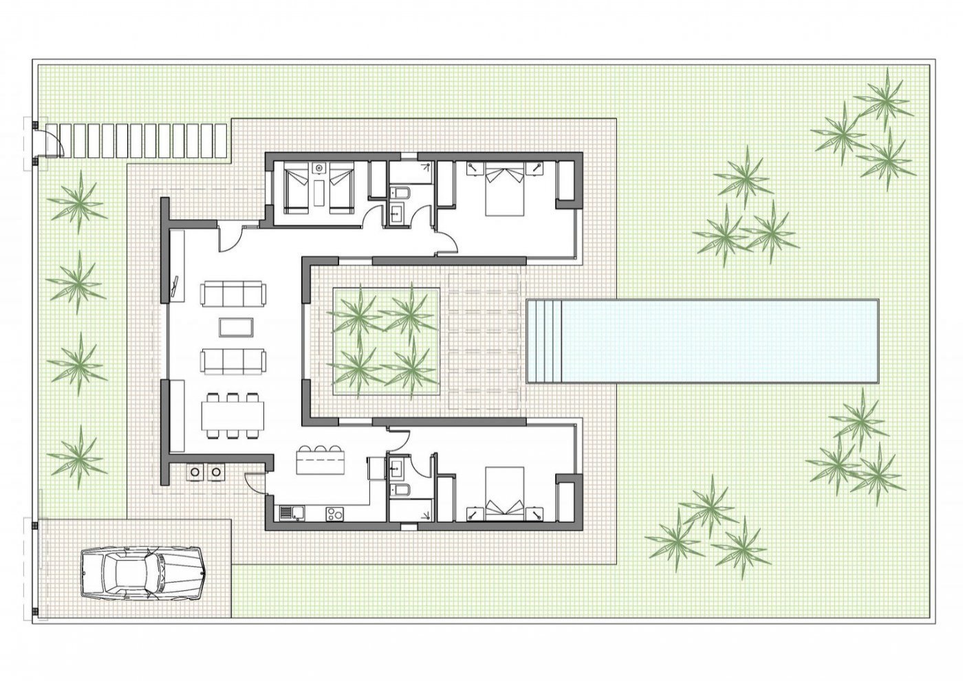NEUBAU, WUNDERSCHÖNE VILLA IN BENIJOFAR mit Garten und privatem Pool. 
 
Diese moderne Villa von 156m2 besteht aus einem geräumigen Wohn-