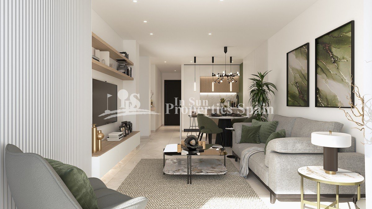 Diese moderne, 72 m² große Erdgeschosswohnung ist bezugsfertig und verfügt über 2 Schlafzimmer, 2 Badezimmer, eine 33 m² große private Te