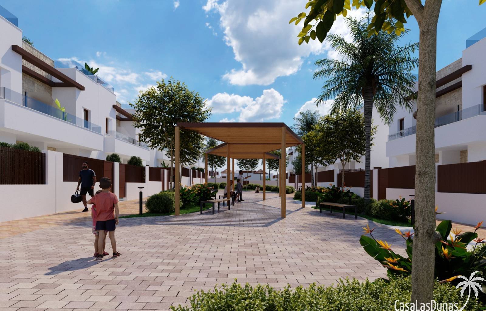 Im Vistabella Golf Resort wird derzeit am nächsten Neubau gearbeitet, der aus einstöckigen Reihenhäusern mit 2 Schlafzimmern (CLD-2916NB), zweistöcki