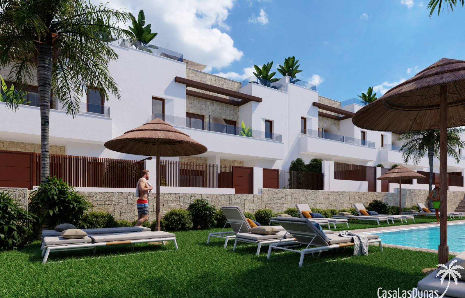 Im Vistabella Golf Resort wird derzeit am nächsten Neubau gearbeitet, der aus einstöckigen Reihenhäusern mit 2 Schlafzimmern (CLD-2916NB), zweistöcki