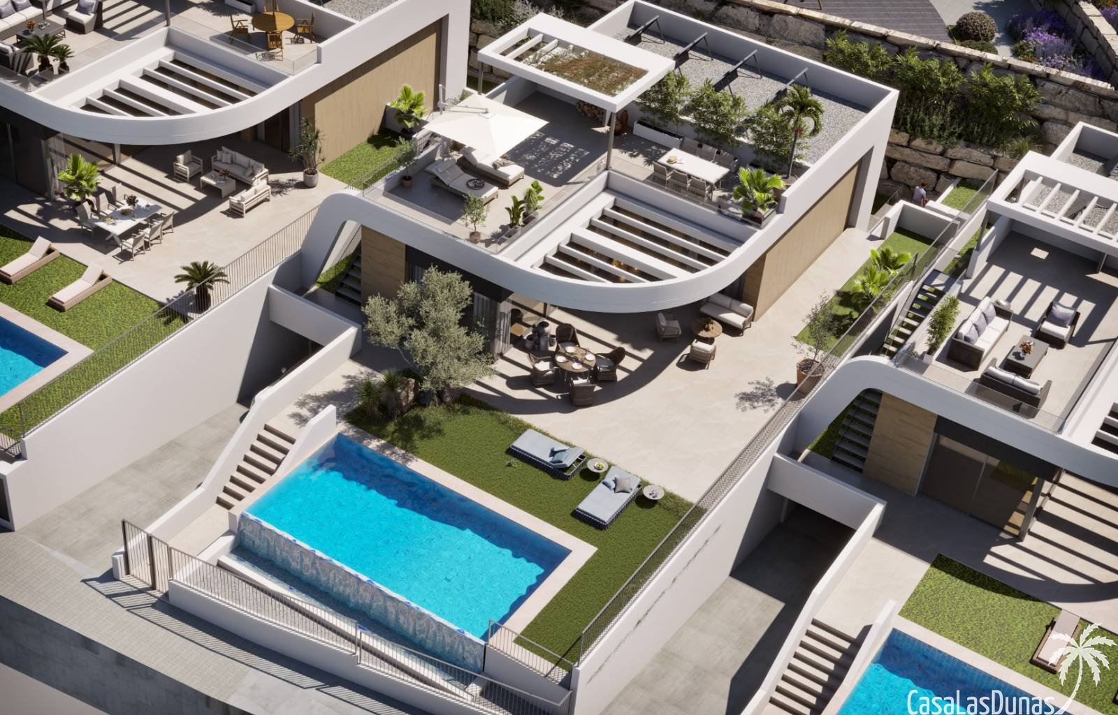 In der lebhaften Gegend von Finestrat, in der Nähe von Benidorm, befindet sich derzeit dieser fantastische Komplex im Bau. Neben Wohnungen sind auch