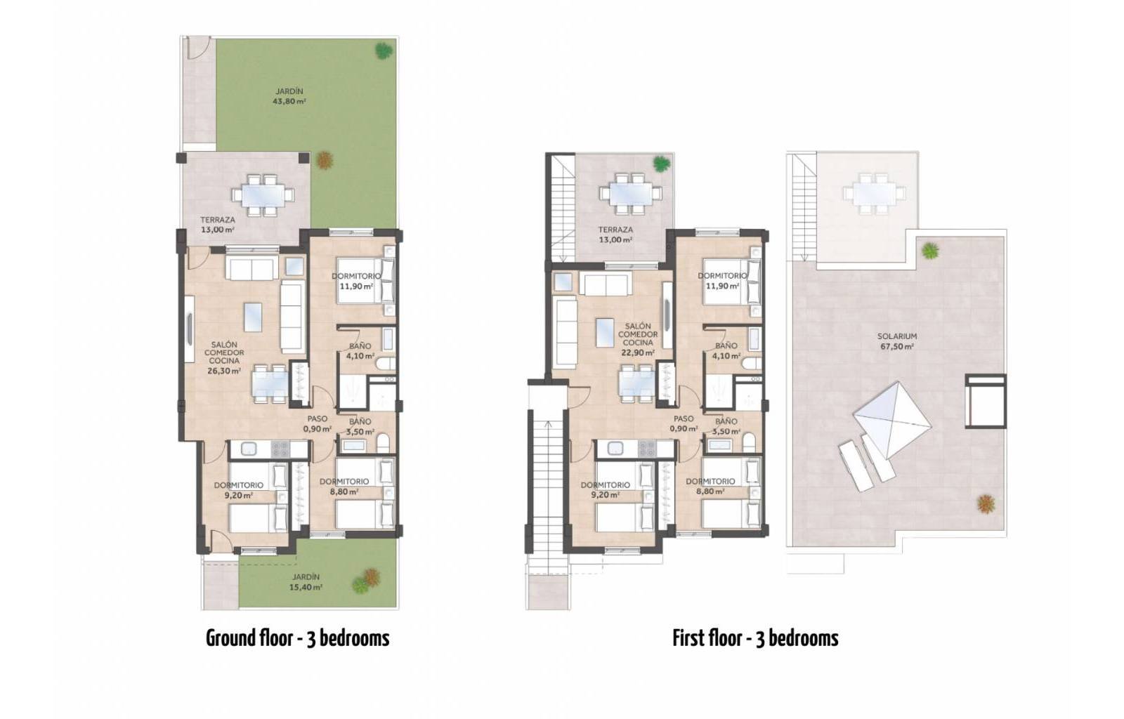 Elegante neue Erdgeschosswohnungen stehen in der ruhigen und grünen Gegend La Cañada , nahe dem lebhaften Zentrum von San Miguel de Salinas, zur Verf