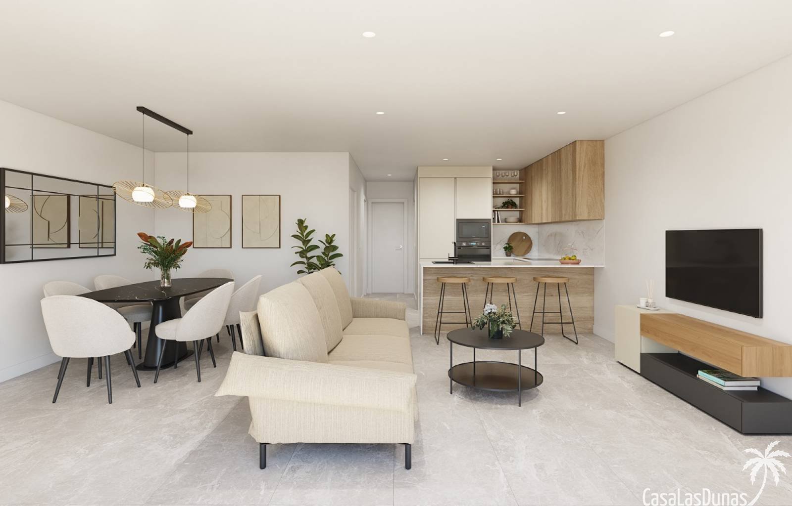 Diese modernen Bungalows im Erdgeschoss und im ersten Stock haben jeweils ihren eigenen Charakter. Das Projekt verfügt über einen gemeinschaftlichen