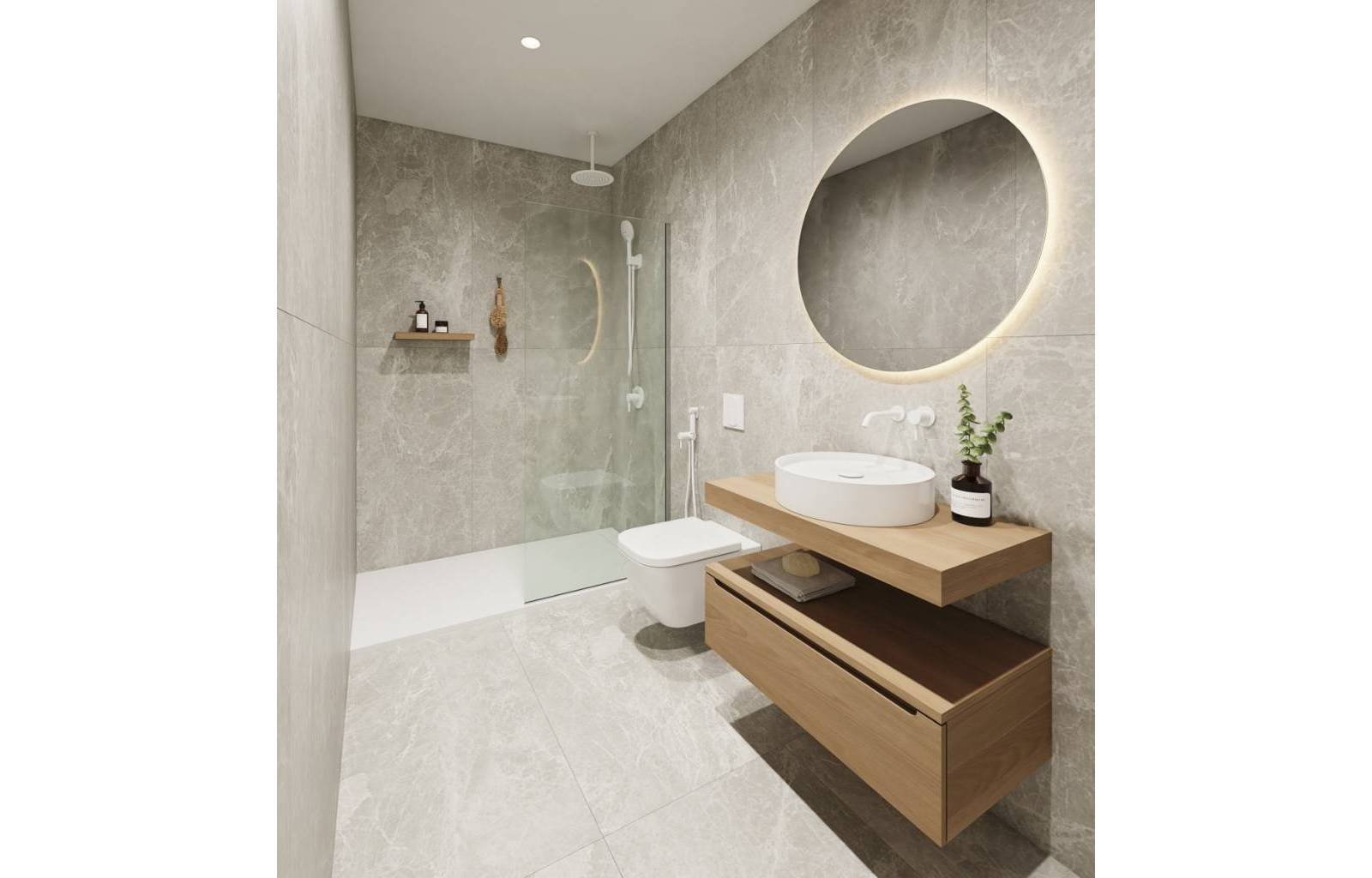 Diese modernen Bungalows im Erdgeschoss und im ersten Stock haben jeweils ihren eigenen Charakter. Das Projekt verfügt über einen gemeinschaftlichen