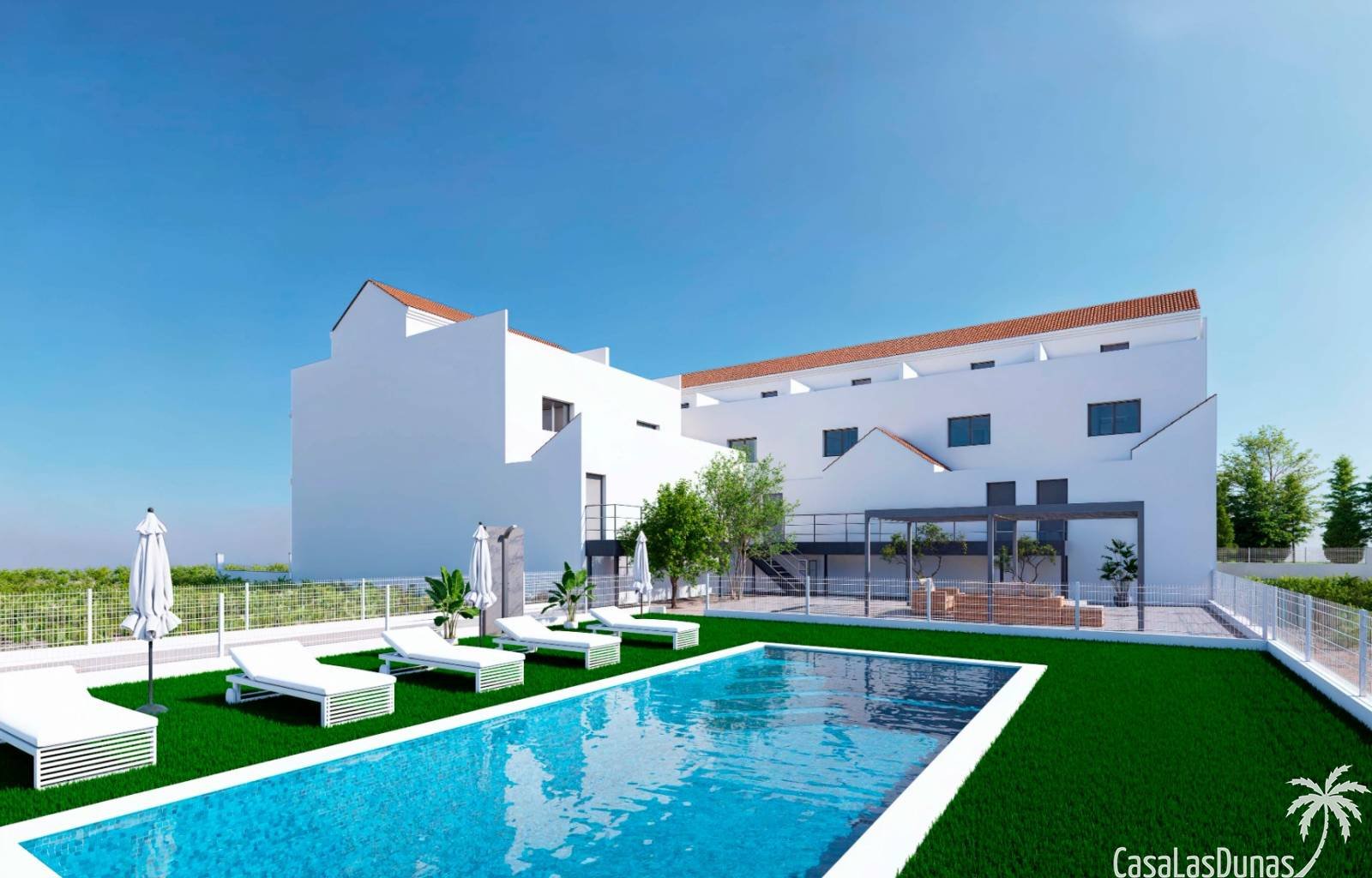 Im Dorf Rafal, am Fuße der Callosa del Segura-Bergkette, befindet sich diese neue Anlage mit geräumigen Doppelhaushälften. Sie verfügen über eine übe