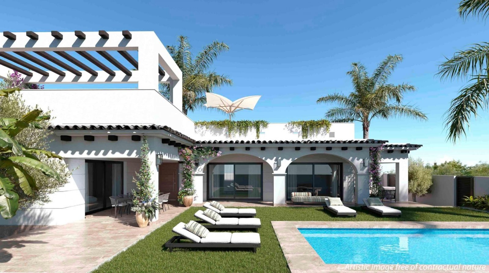 Moderne mediterrane Villa in Ciudad Quesada, Costa Blanca
Zeitgenössisches Design und mediterraner Charme
Entdecken Sie diese atemberaub