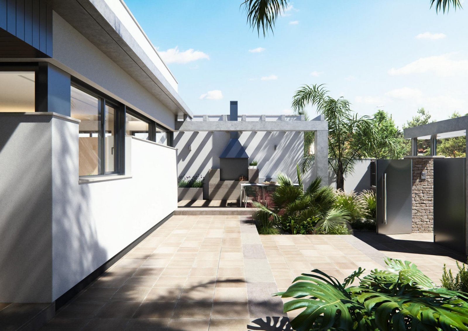 NEU GEBAUTE VILLA AUF EINEM BODEN
 Drei exklusive Villen in einem Wohngebiet in San Javier mit 600 m2 Grundstück und 217 m2 bebauter Flä