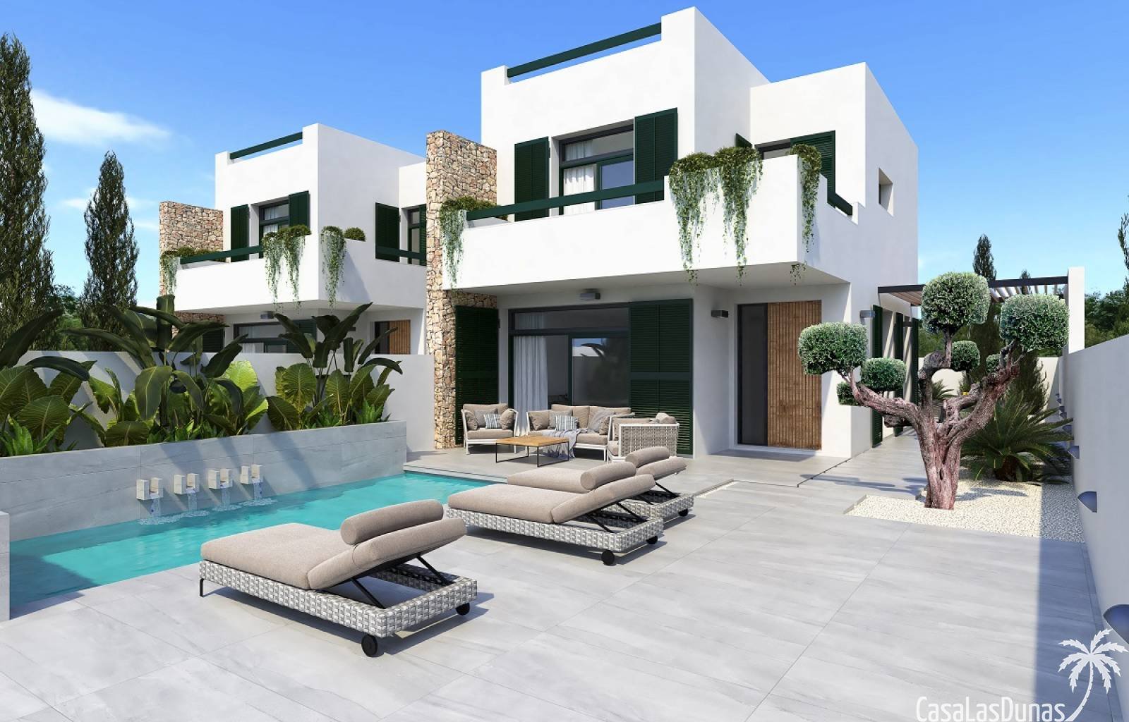 Modernes Bauprojekt, nur wenige Meter vom Zentrum von Daya Nueva entfernt. Das Projekt besteht aus 7 Einzel- und Doppelvillen im modernen Stil mit me
