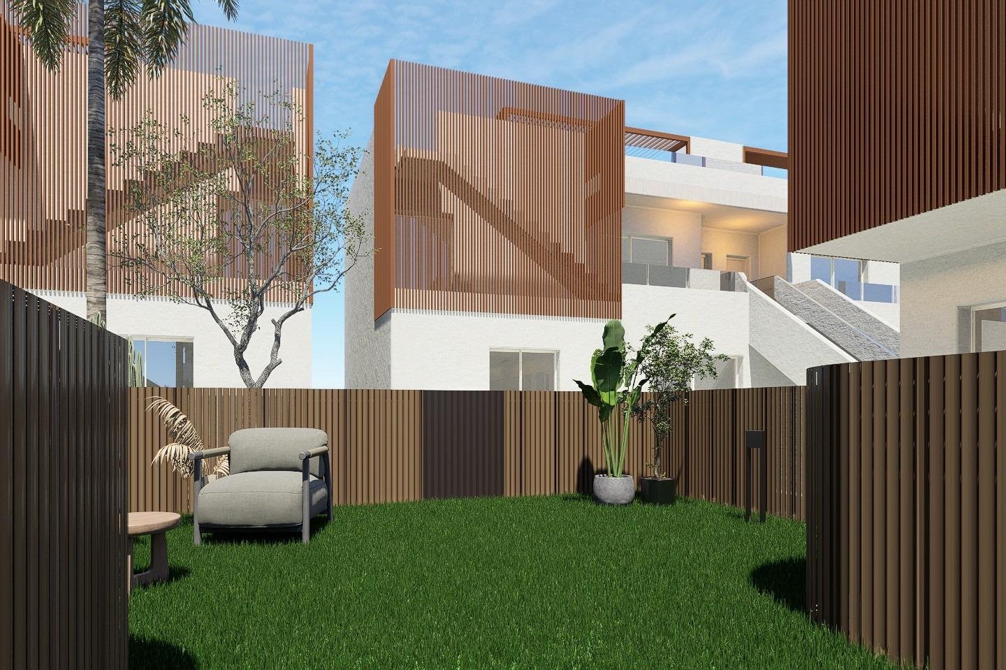 Neubau-Bungalows mit Gemeinschaftspool in Pilar de la Horadada - Costa Blanca Süd
Moderne Residenzen in der Nähe des Strandes und des St