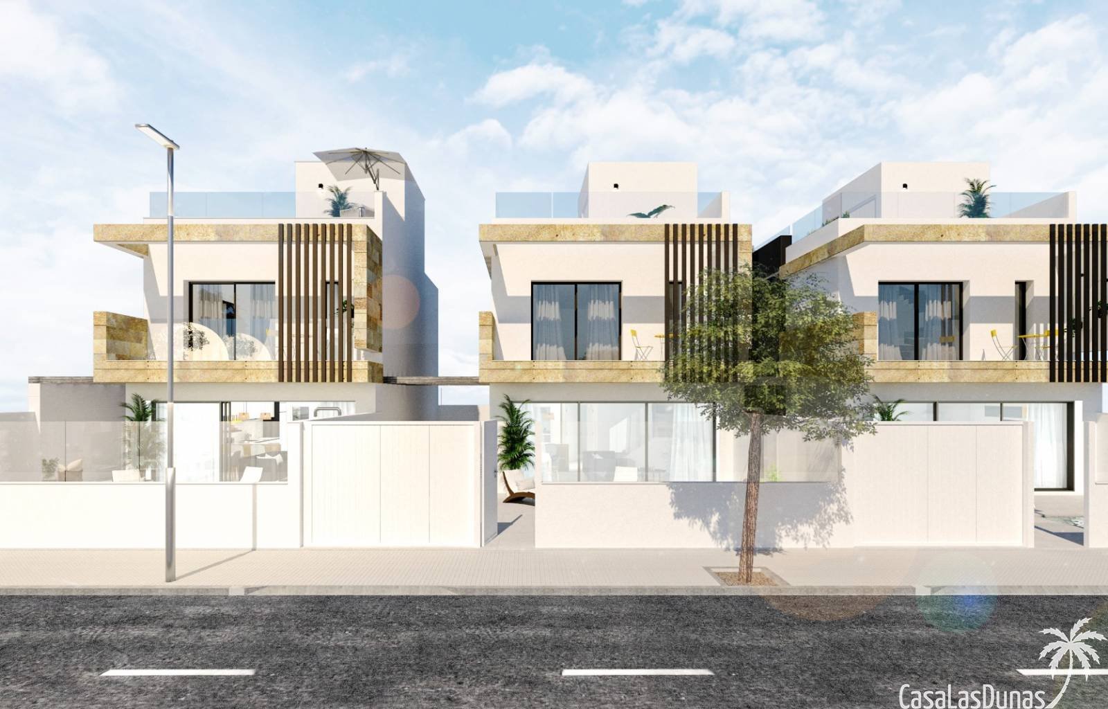 Wunderschöne freistehende Villen im Bau, nur 3 Kilometer von den Sandstränden des Mittelmeers entfernt. Insgesamt werden 3 Häuser auf Grundstücken zw